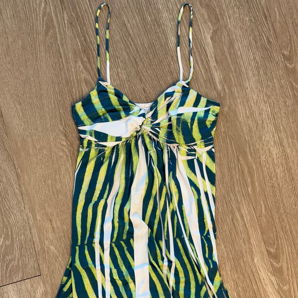 Rue21 Y2K Abstract Stripe Mini Dress Twist Front Spaghetti Strap‎ Size S